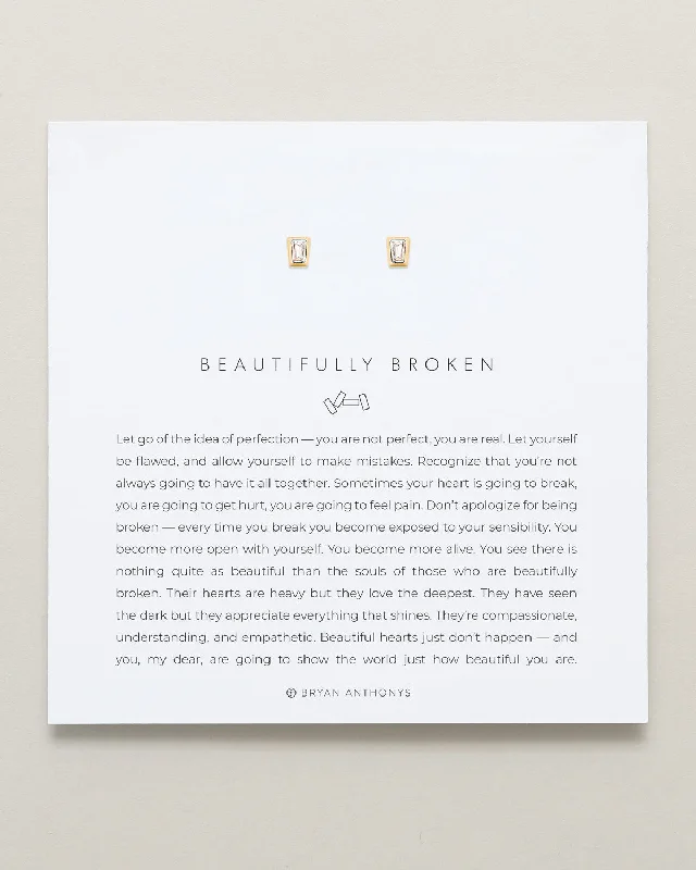 Big Savings, Big Smiles Gold Choker Beautifully Broken Baguette Stud Earrings