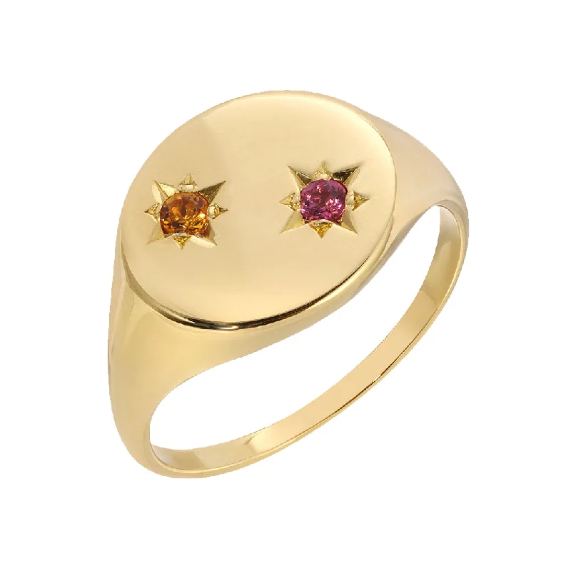 Exclusive Members - Only Sale Gemstone Bracelet BIRTHSTONE COMPASS SIGNET RING 2 STONES