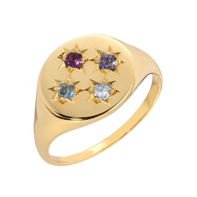 Big Savings, Big Smiles Beaded Bracelet BIRTHSTONE COMPASS SIGNET RING 4 STONES