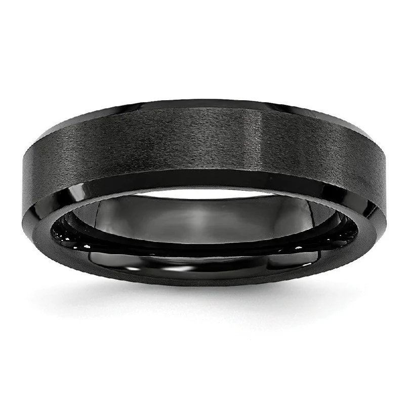 Flash Sale, Grab the Deals Fast Fashion Jewelry Black Ceramic, 6mm Beveled Edge Comfort Fit Band