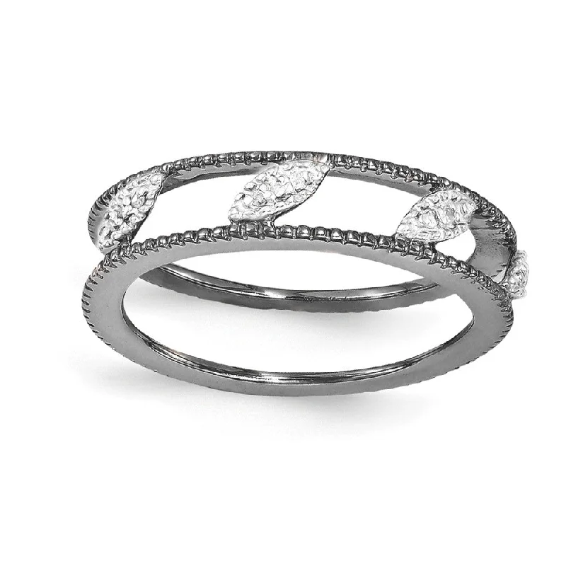Clearance Sale Vintage Jewelry Black Plated Sterling Silver .036 Ctw I3 H-I Diamond Jacket Stack Ring Clearance Sale Vintage Jewelry Black Plated Sterling Silver .036 Ctw I3 H-I Diamond Jacket Stack Ring