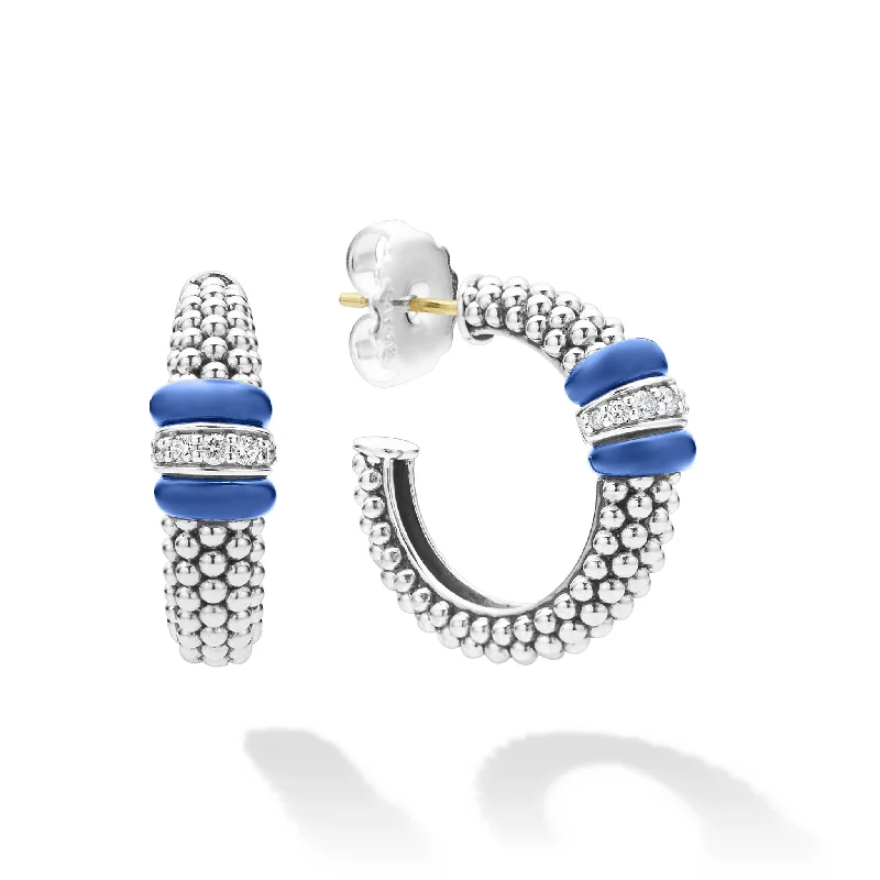 Be the First to Rock the Latest Trends Handmade Jewelry Blue Caviar Ceramic Caviar Diamond Hoop Earrings Be the First to Rock the Latest Trends Handmade Jewelry Blue Caviar Ceramic Caviar Diamond Hoop Earrings