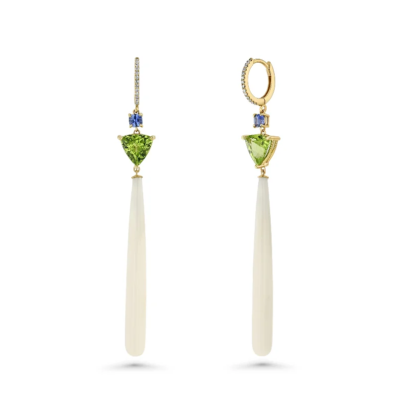 Clearance Sale Pearl Necklace Blue Sapphire, Peridot, White Coral Drops