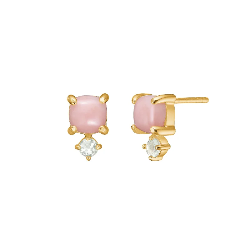 Unbeatable Savings Await Reef 18K Gold Plated Studs w. Opal & Small Prasiolite