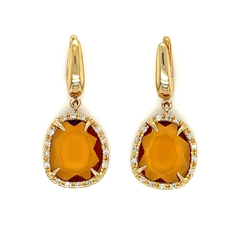 Limited Time, Unlimited Deals Citrine Dangle Earrings with Thirty Diamonds in 14K Yellow Gold Limited Time, Unlimited Deals Citrine Dangle Earrings with Thirty Diamonds in 14K Yellow Gold