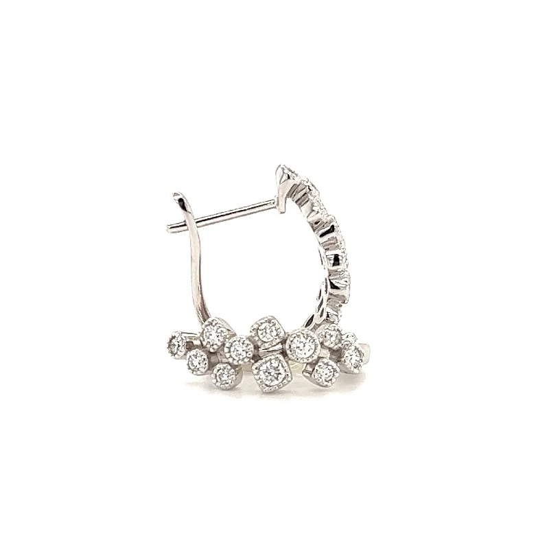 New Arrivals on Discount Cluster Diamond Hoop Earrings with 0.36ctw of Diamonds in 14K White Gold