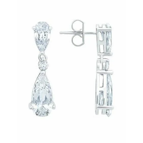 Season - End Clearance Emerald Ring CRISLU Double Pear Drop Earrings Finished in Pure Platinum Season - End Clearance Emerald Ring CRISLU Double Pear Drop Earrings Finished in Pure Platinum