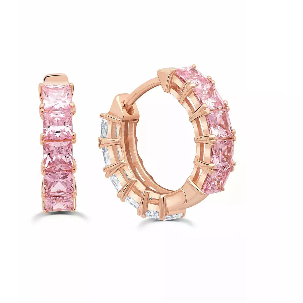 Shop Now, Save Big Bucks Choker Necklace CRISLU ROSE GOLD DUO HOOP WITH PINK & CLEAR STONES-13MM Shop Now, Save Big Bucks Choker Necklace CRISLU ROSE GOLD DUO HOOP WITH PINK & CLEAR STONES-13MM