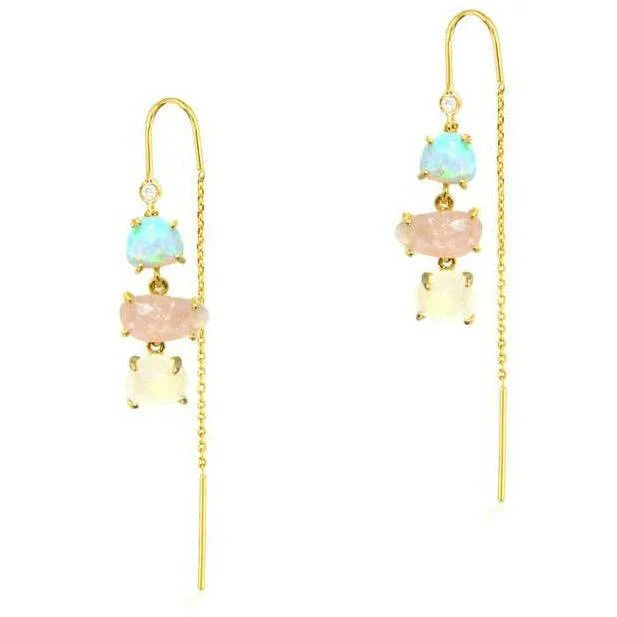 Limited - Time Offer Black Pearl Necklace TAI GOLD 3 STONE THREADER EARRINGS