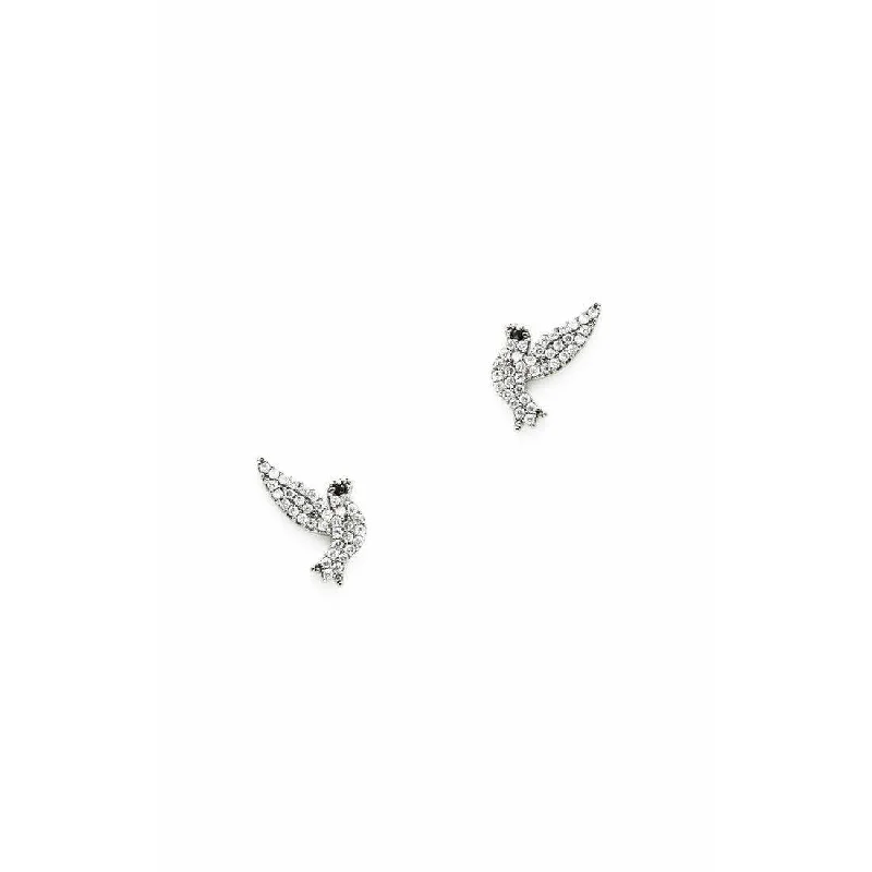 Buy More, Save More Huggie Earrings TAI SILVER PAVE CZ DOVE STUDS