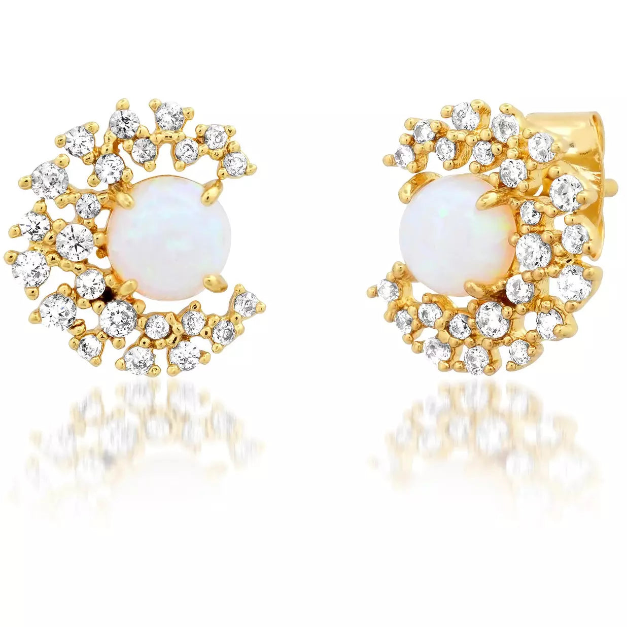 Flash Sale Trendy Jewelry TAI  CZ and Opal  Crescent Studs