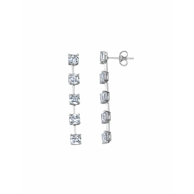 Don't Miss Your Chance Trendy Jewelry CRISLU Asscher Cut Bar Linear Earrings Finished in Pure Platinum Don't Miss Your Chance Trendy Jewelry CRISLU Asscher Cut Bar Linear Earrings Finished in Pure Platinum