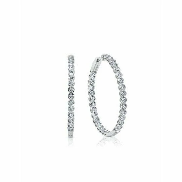 Limited - Time Offer Diamond Studs CRISLU Bezel Inside Out Hoops Finished in Pure Platinum Limited - Time Offer Diamond Studs CRISLU Bezel Inside Out Hoops Finished in Pure Platinum