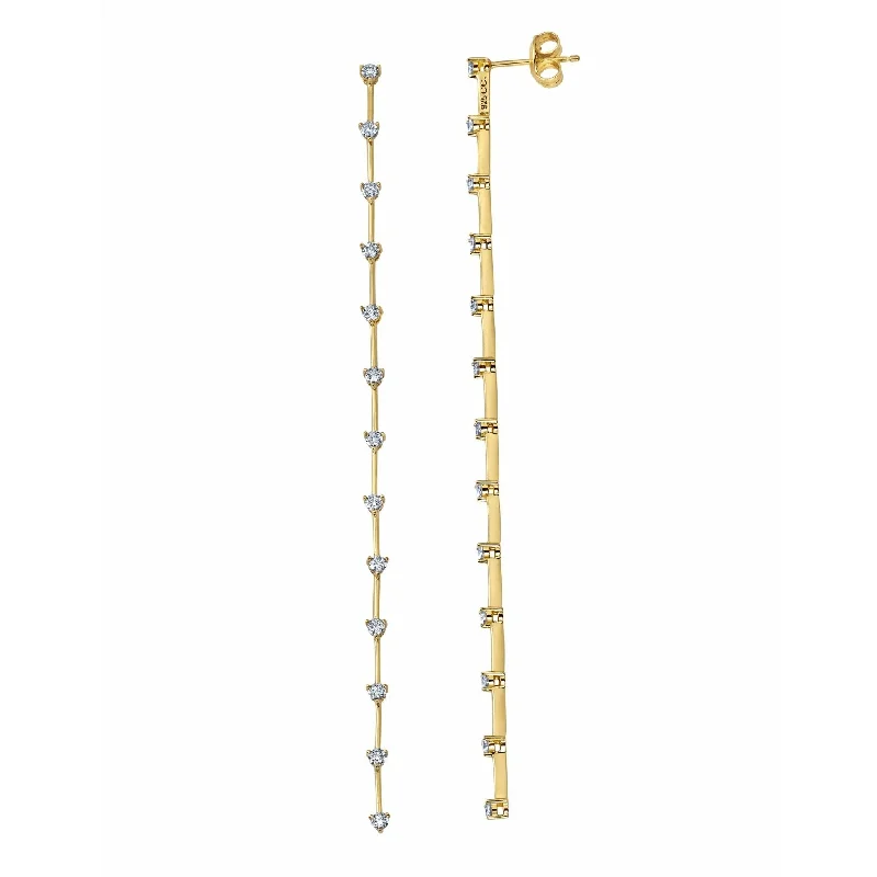 Be the First to Rock the Latest Trends Crystal Pendant CRISLU Flash Bar Linear Earrings Finished in 18kt Yellow Gold Be the First to Rock the Latest Trends Crystal Pendant CRISLU Flash Bar Linear Earrings Finished in 18kt Yellow Gold