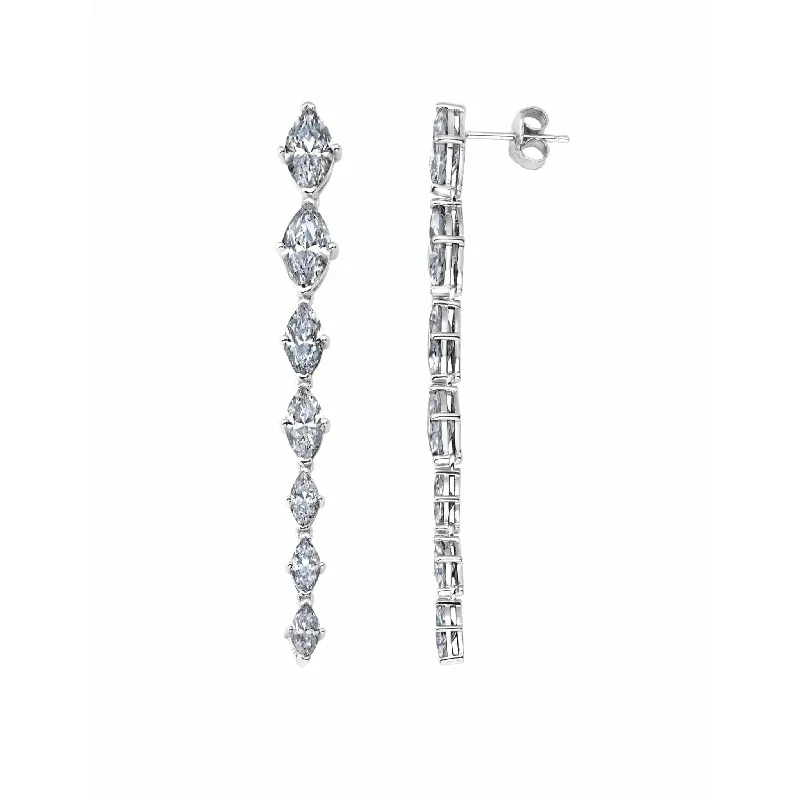 Limited Time, Unlimited Deals Pearl Earrings CRISLU Graduated Marquis Linear Earrings Finished in Pure Platinum Limited Time, Unlimited Deals Pearl Earrings CRISLU Graduated Marquis Linear Earrings Finished in Pure Platinum