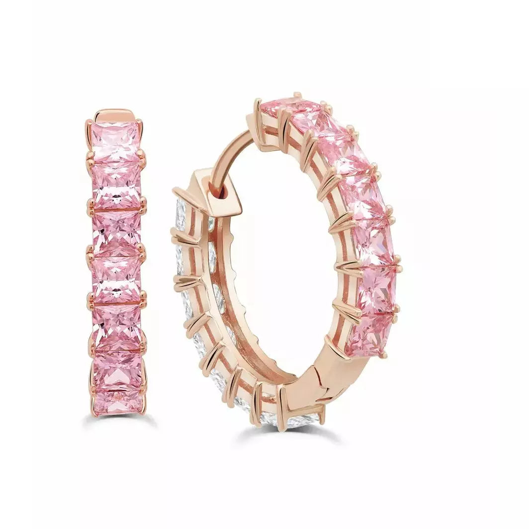 Clearance Sale, Steal Great Bargains Tennis Bracelet CRISLU ROSE GOLD DUO HOOP WITH PINK & CLEAR STONES-22MM Clearance Sale, Steal Great Bargains Tennis Bracelet CRISLU ROSE GOLD DUO HOOP WITH PINK & CLEAR STONES-22MM