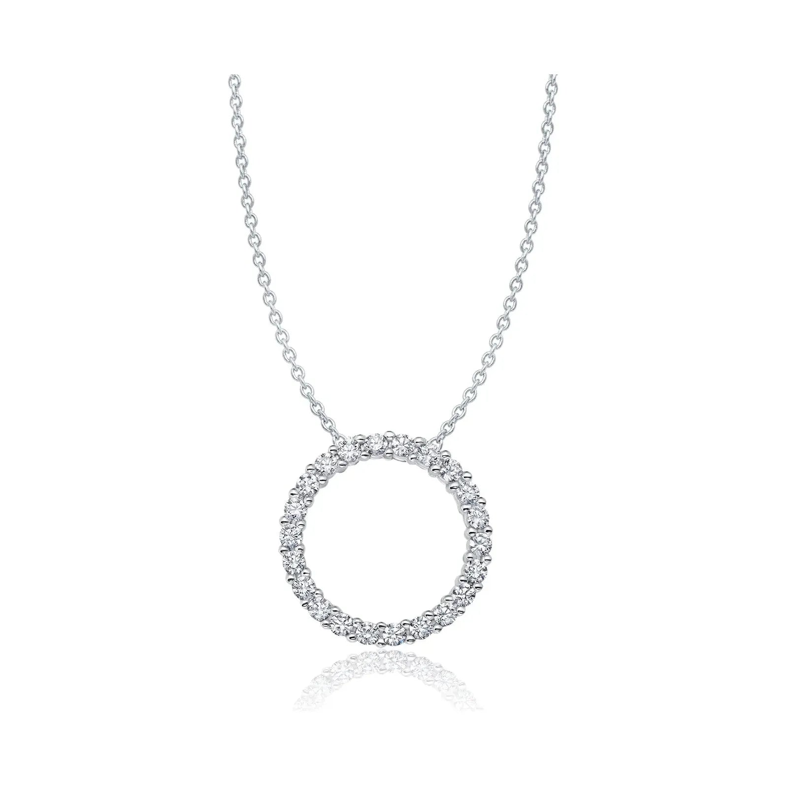 Flash Sale Statement Earrings CRISLU Open Pave Circle Necklace In Pure Platinum