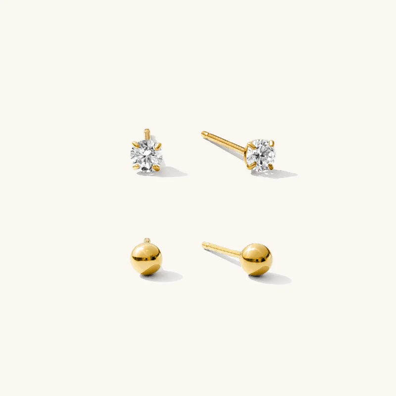 Flash Sale, Grab the Deals Fast Antique Bracelet Dainty Stud Earrings Set - 14k