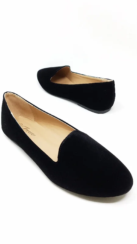 Fashionable Flat Shoes DIANA81 - BLACK NUBUCK
