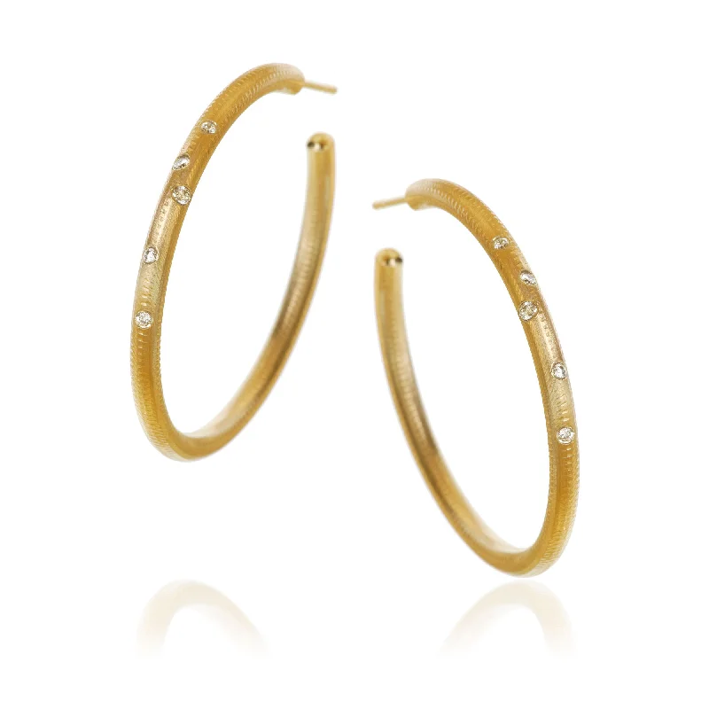 New Arrivals Large Esme 18K Gold Hoops w. Diamonds
