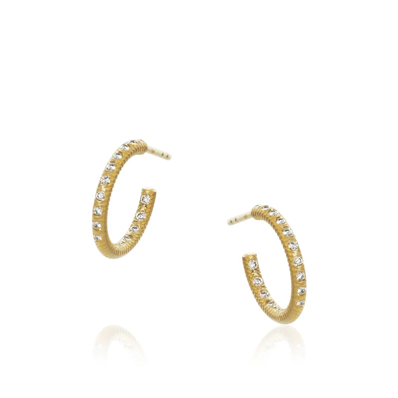 Massive Clearance Sale Small Esme Galaxy 18K Gold Hoops w. Diamonds