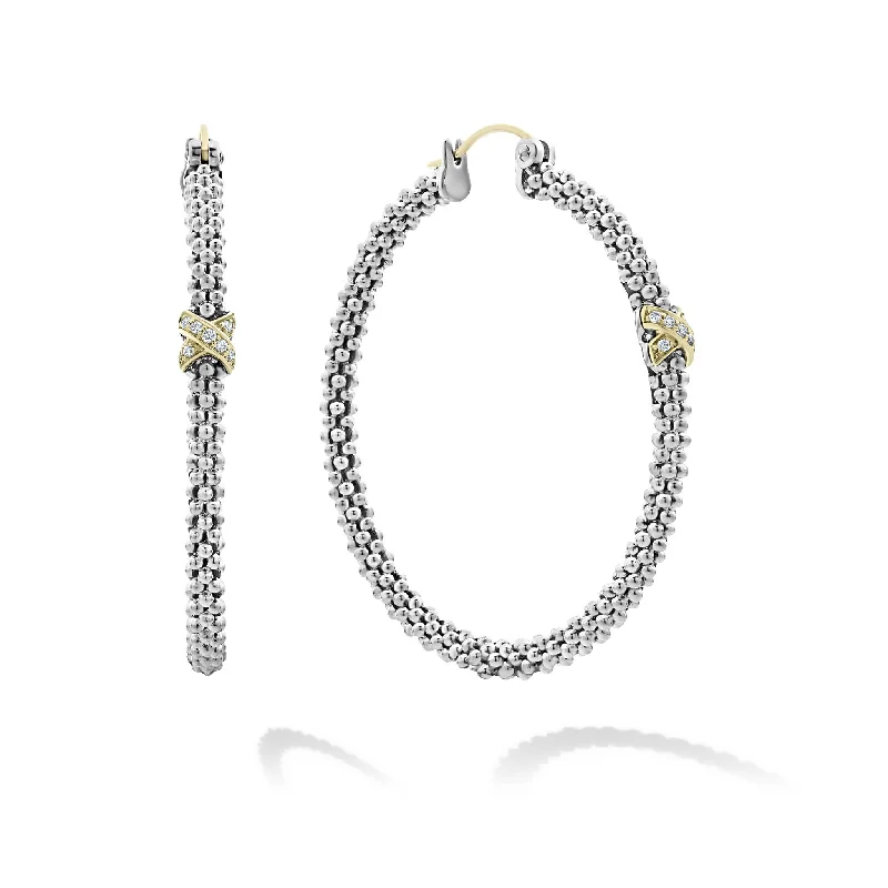 Shop Comfortably at Home Beautiful Jewelry Embrace Large X Diamond Caviar Hoop Earrings Shop Comfortably at Home Beautiful Jewelry Embrace Large X Diamond Caviar Hoop Earrings