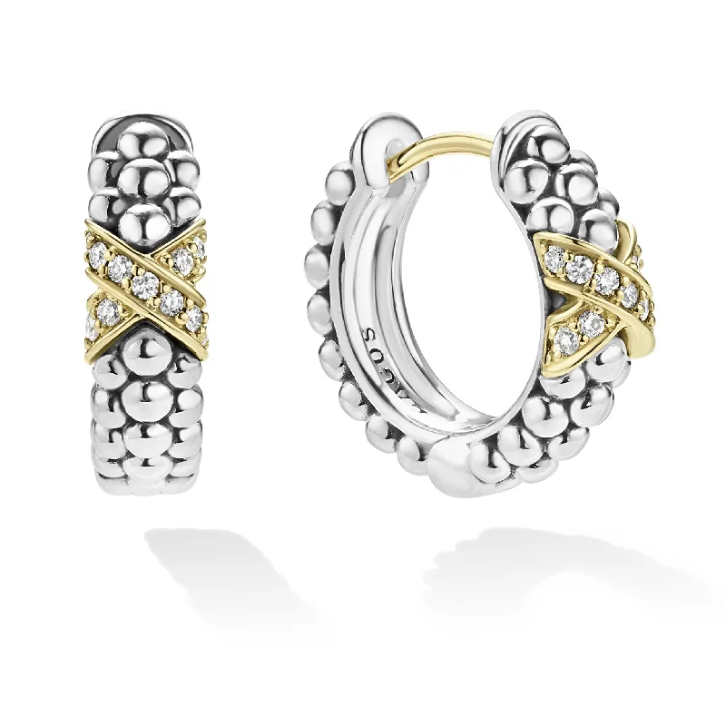Flash Sale Bold Statement Necklace Embrace Two-Tone Diamond Huggie Earrings