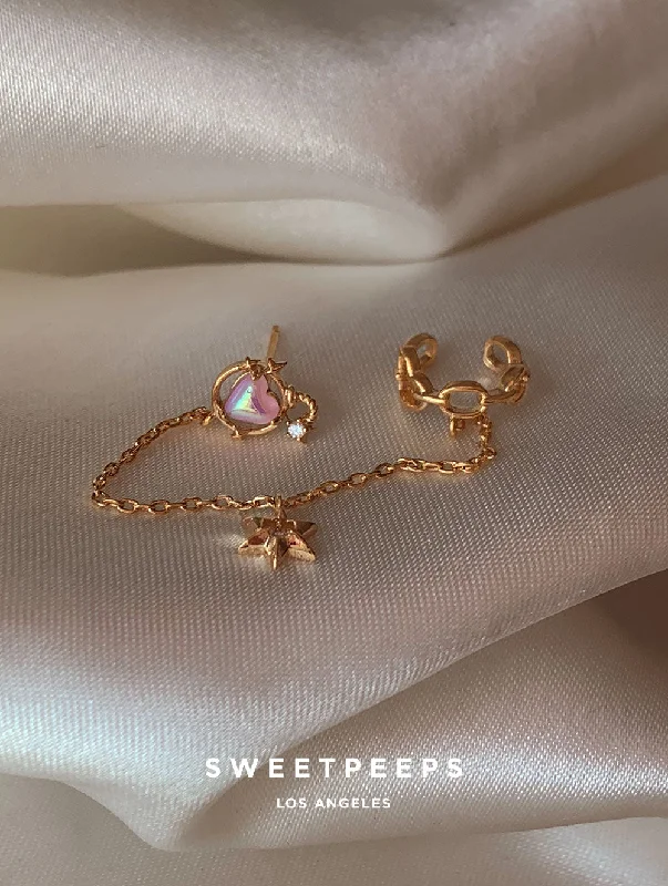 Be the First to Rock the Latest Trends Trendy Jewelry Emilia Heart Stud to Chain Ear Cuff Be the First to Rock the Latest Trends Trendy Jewelry Emilia Heart Stud to Chain Ear Cuff