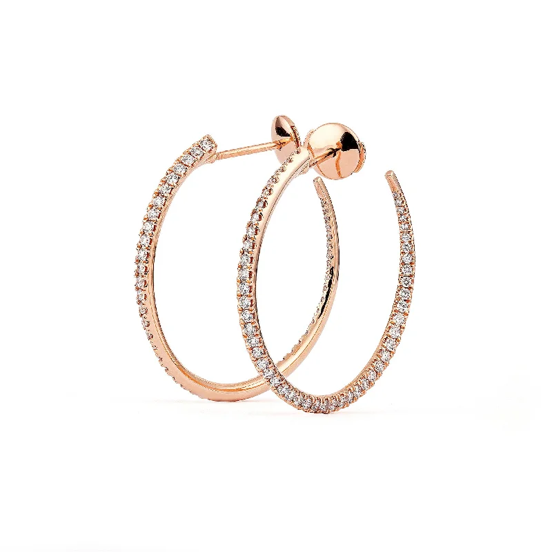 Huge Discounts, Unbeatable Offers Twisted 30 mm 18K Rosegold Creoles w. Diamonds