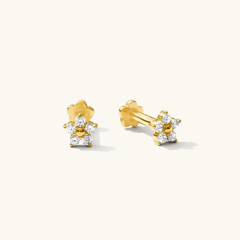 Black Friday - Style Deals All Week Long Dangle Earrings Flower CZ Flat Back Stud Earring