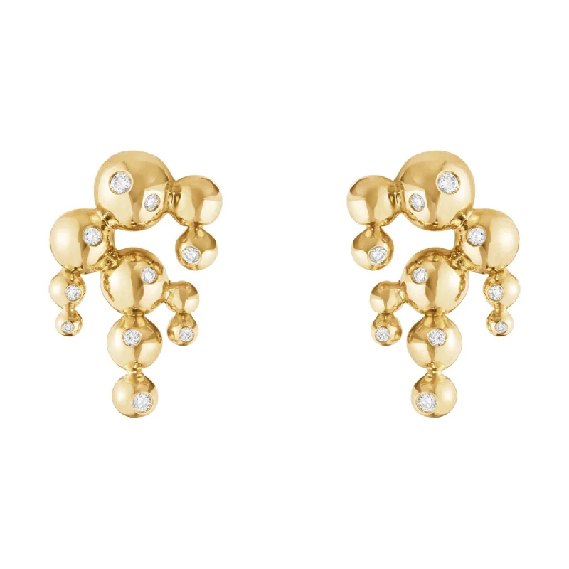 Don't Miss Your Chance Moonlight Grapes Chandelier 18K Gold Earrings w. Diamonds