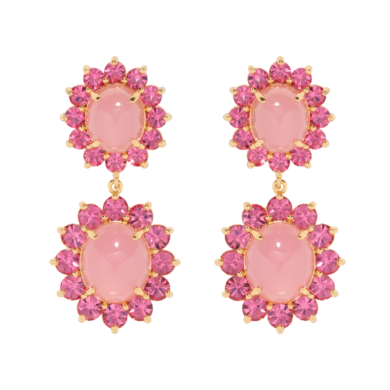 Be the First to Rock the Latest Trends Round Cut Ring Georgie Drop Earrings in Pink