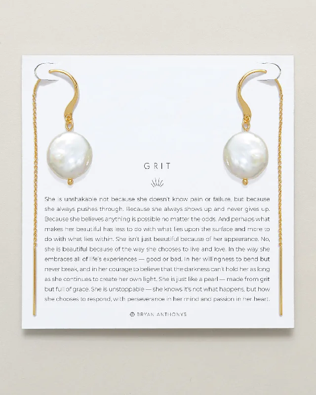 Don't Miss Your Chance Crystal Pendant Grit Threader Earrings