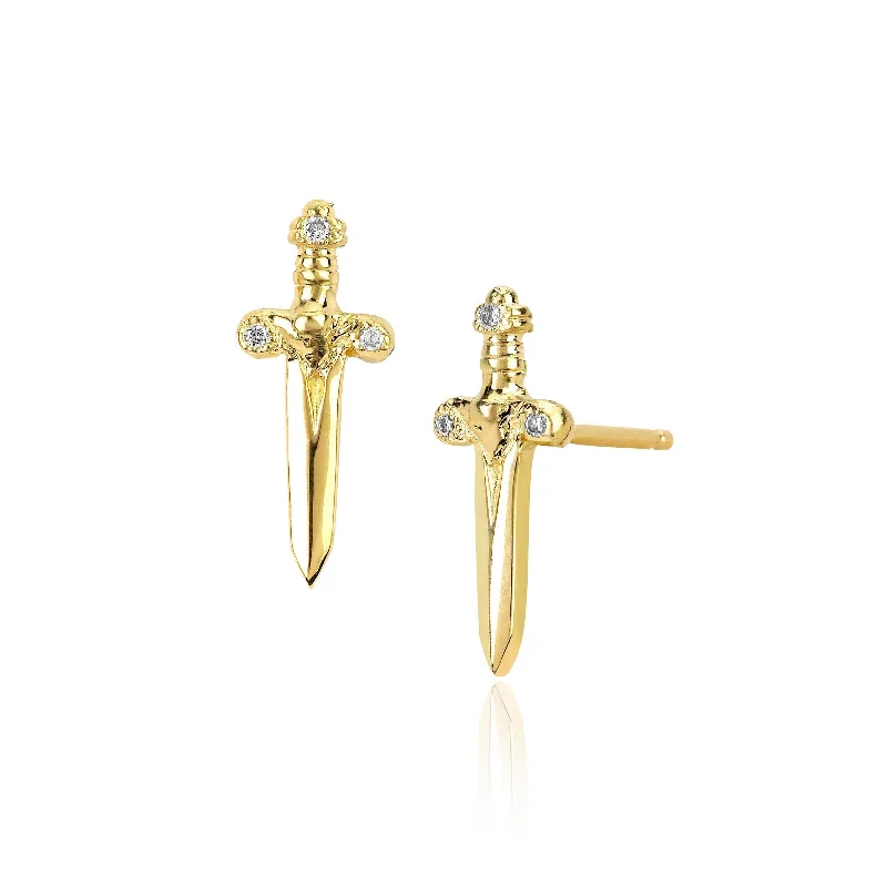 Clearance Sale Cluster Earrings Dagger Studs with Diamonds