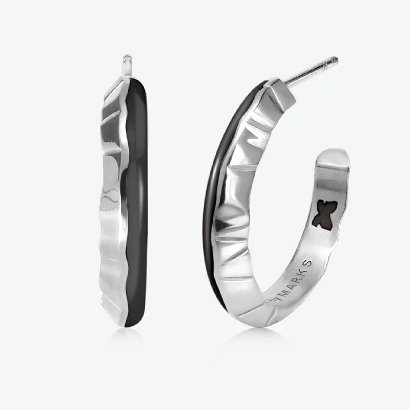 Big Savings, Big Smiles A.Iceberg SM 18K Whitegold Hoops w. Black enamel