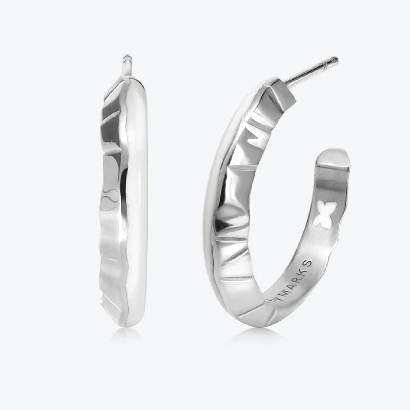 Buy More, Save More A.Iceberg SM 18K Whitegold Hoops w. White enamel
