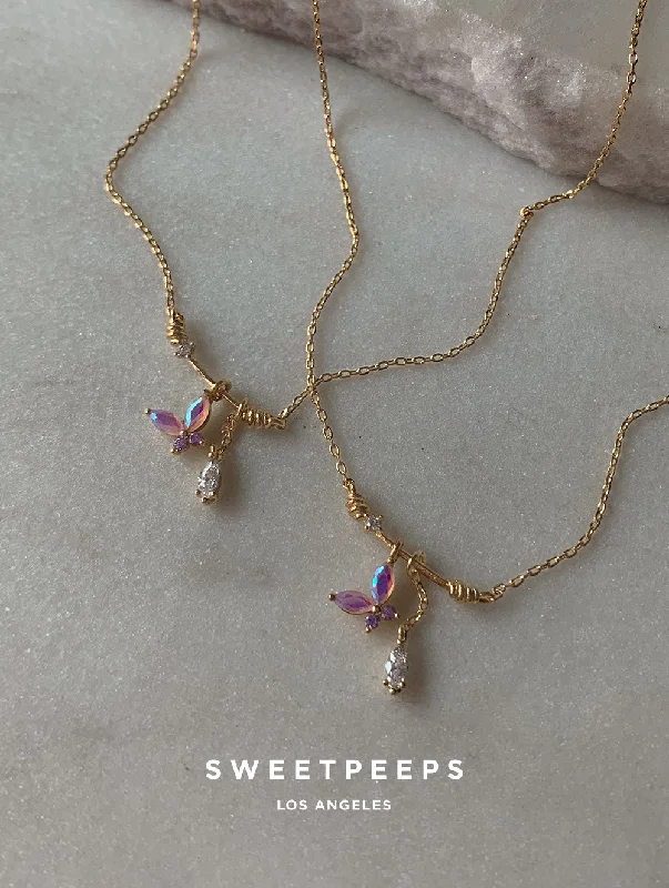 Buy More, Save More Moonstone Necklace Holographic Bar Butterfly Necklace