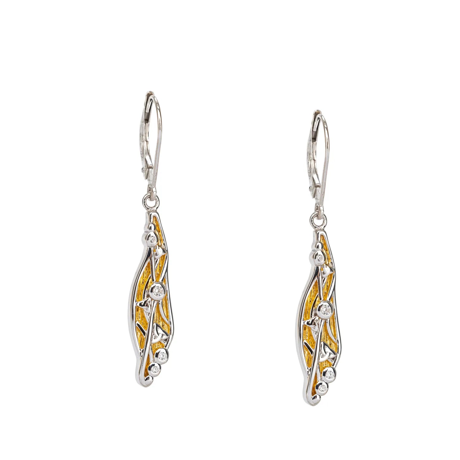 Clearance Sale Vintage Earrings Keith Jack Sterling Silver Rhodium + 23k Gilded CZ Celestial Leverback Earrings Clearance Sale Vintage Earrings Keith Jack Sterling Silver Rhodium + 23k Gilded CZ Celestial Leverback Earrings