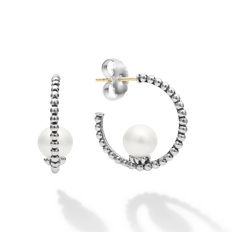 Season - End Clearance Rose Gold Bangle Luna Pearl Hoop Earring