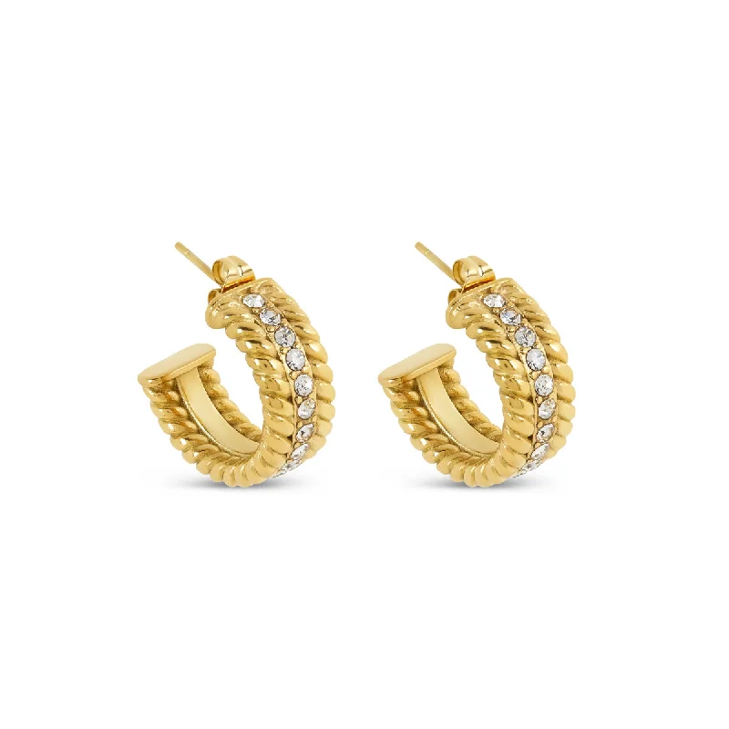 Exclusive Members - Only Sale Statement Necklace Curb Chain Stone Hoop Earrings - Gold Exclusive Members - Only Sale Statement Necklace Curb Chain Stone Hoop Earrings - Gold