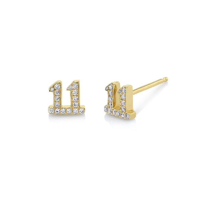 Black Friday - Style Deals All Week Long Black Onyx Ring Mini 11 Numerology Studs with Pavé Diamonds Black Friday - Style Deals All Week Long Black Onyx Ring Mini 11 Numerology Studs with Pavé Diamonds