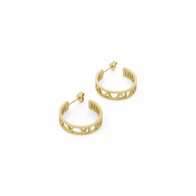 Limited - Time Offer Engagement Ring Hollow Numeral Hoop Earrings - Gold