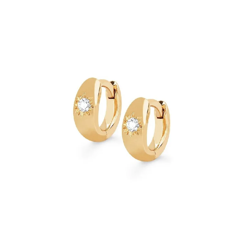 Clearance Sale Unique Earrings Single Star Set Rounded Diamond Huggies
