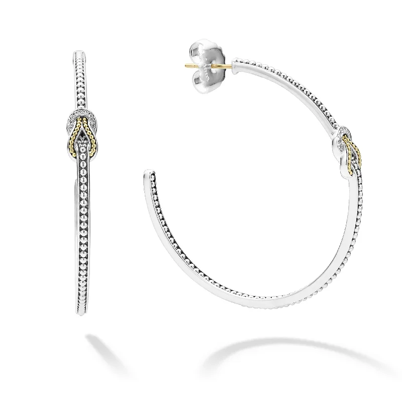 Shop Now, Save Big Bucks Black Diamond Ring Newport Two-Tone Knot Diamond Hoop Earring Shop Now, Save Big Bucks Black Diamond Ring Newport Two-Tone Knot Diamond Hoop Earring