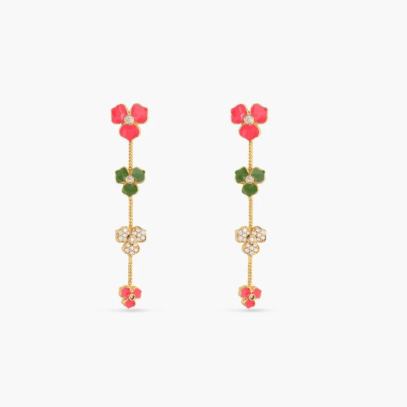 Limited - Edition Collections Now on Sale Boho Earrings Pansy Floral CZ Blossom Drop Earrings Limited - Edition Collections Now on Sale Boho Earrings Pansy Floral CZ Blossom Drop Earrings