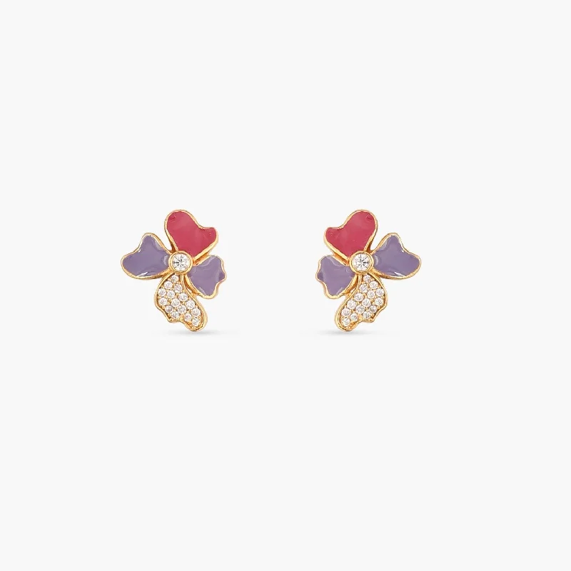 Don't Miss Your Chance Bold Statement Necklace Pansy Floral CZ Blossom Stud Earrings Don't Miss Your Chance Bold Statement Necklace Pansy Floral CZ Blossom Stud Earrings