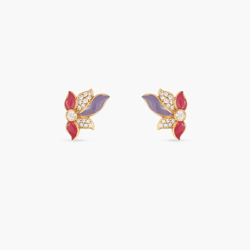 Shop Now, Save Big Bucks Vintage Ring Pansy Floral CZ Flare Stud Earrings
