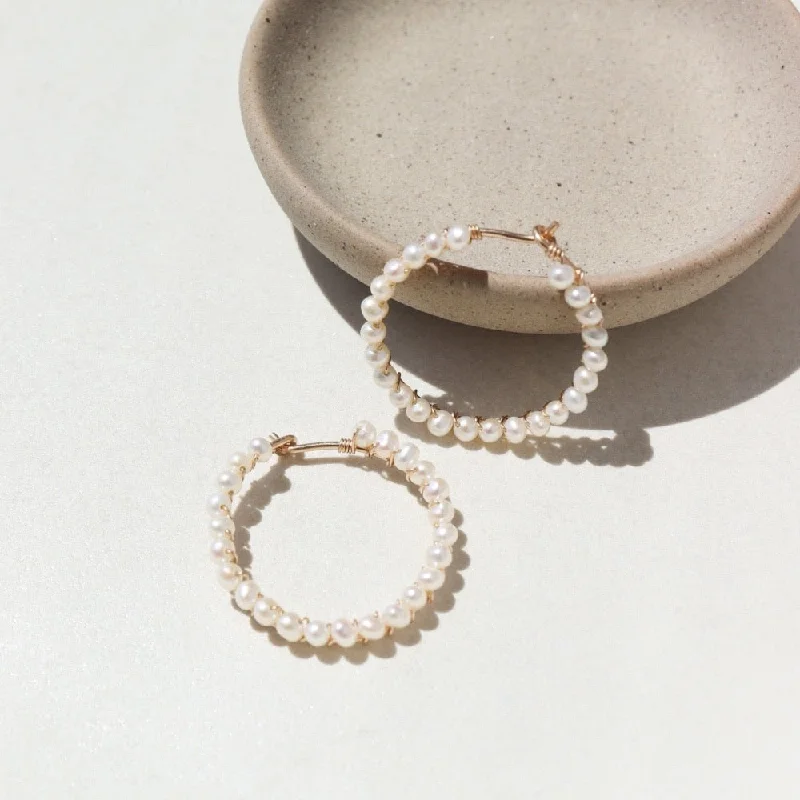 Limited - Time Offer Huggie Earrings Pearl Halo Hoops