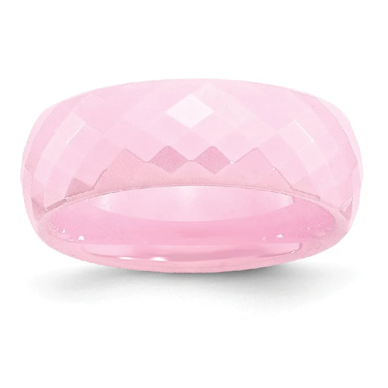 Unbeatable Savings Await Wedding Band Pink Ceramic, 7.5mm Polished Faceted Comfort Fit Band Unbeatable Savings Await Wedding Band Pink Ceramic, 7.5mm Polished Faceted Comfort Fit Band