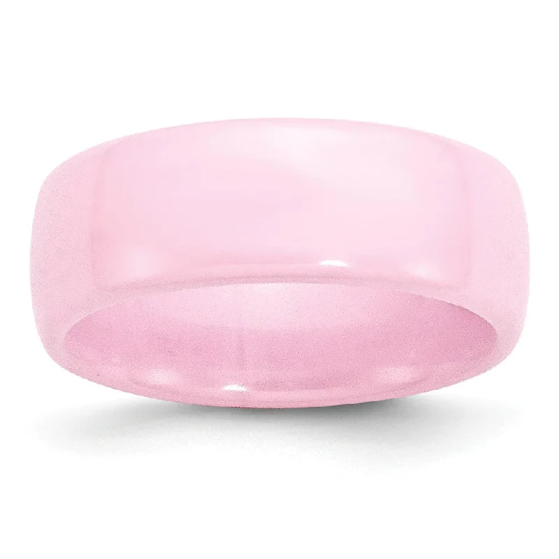 Shop Comfortably at Home Pearl Necklace Pink Ceramic, 8mm Polished Domed Comfort Fit Band Shop Comfortably at Home Pearl Necklace Pink Ceramic, 8mm Polished Domed Comfort Fit Band